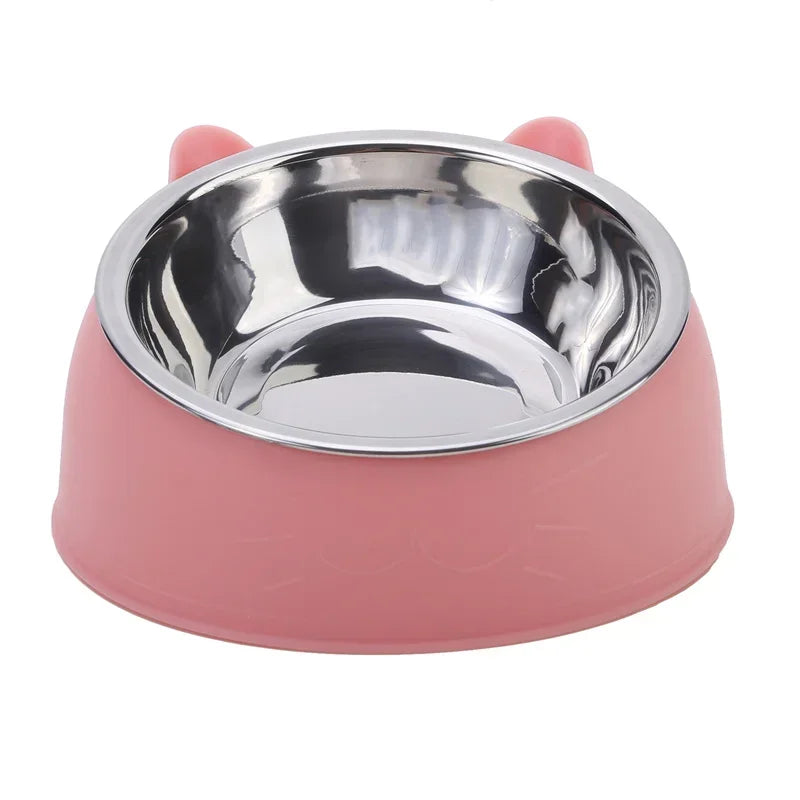 Pink PawEase tilted pet feeding bowl for dogs and cats